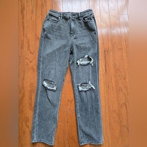 PacSun Distressed Black Straight Leg Mom Jeans